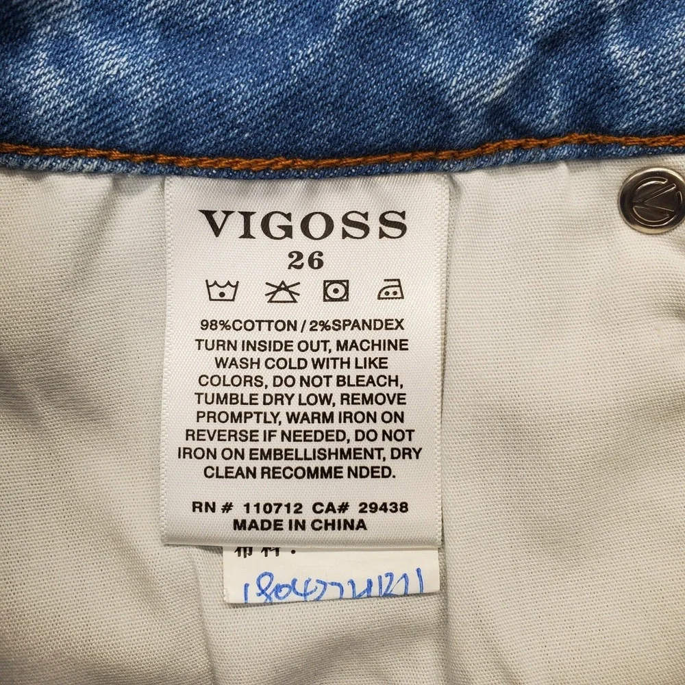 VIGOSS‎ Marley Shorts Women's 26 Blue Cuffed Distressed Medium Wash 5 Button Fly - Picture 7 of 7